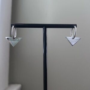 Stainless Steel Silver Triangle Earrings